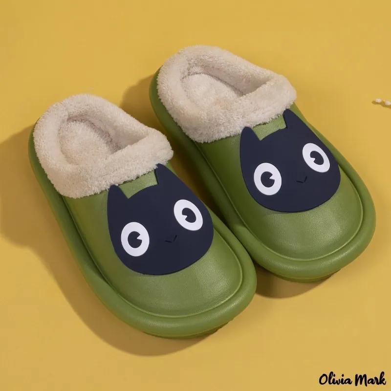 Olivia Mark – Cotton slippers autumn and winter new plush cute home warm couple cotton slippers Product Image