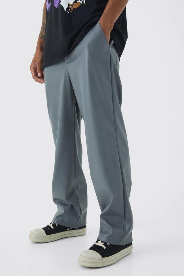 Relaxed Fixed Waist Pu Pants | boohooMAN USA Product Image