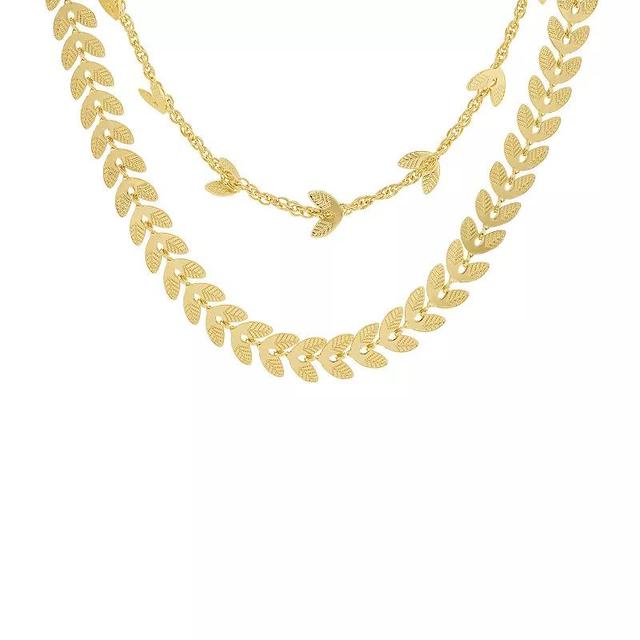 Emberly Gold Tone Textured Vine Double Layer Necklace, Womens, Yellow Product Image