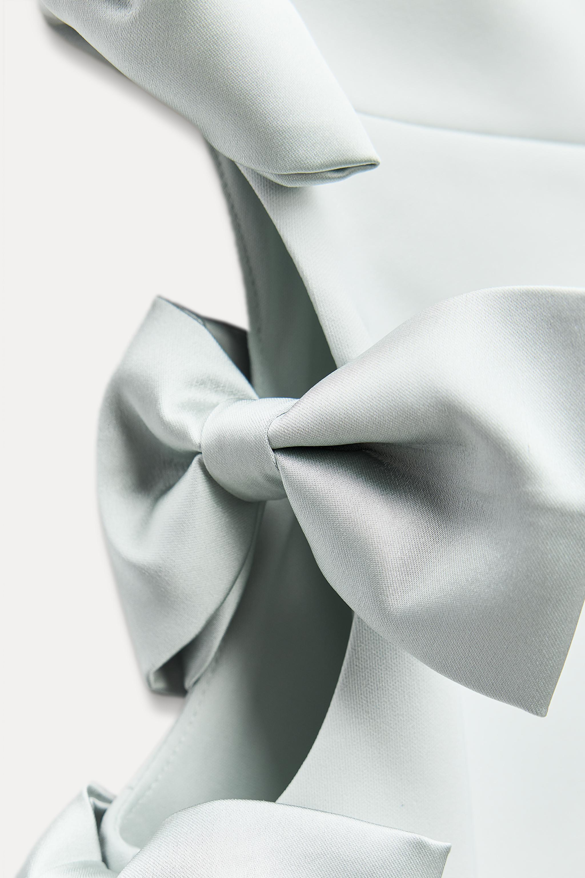 SATIN EFFECT BOW MIDI DRESS Product Image