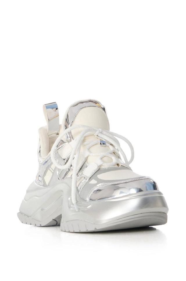 AZALEA WANG SUPER SMOOTH SILVER CHUNKY SNEAKER Product Image