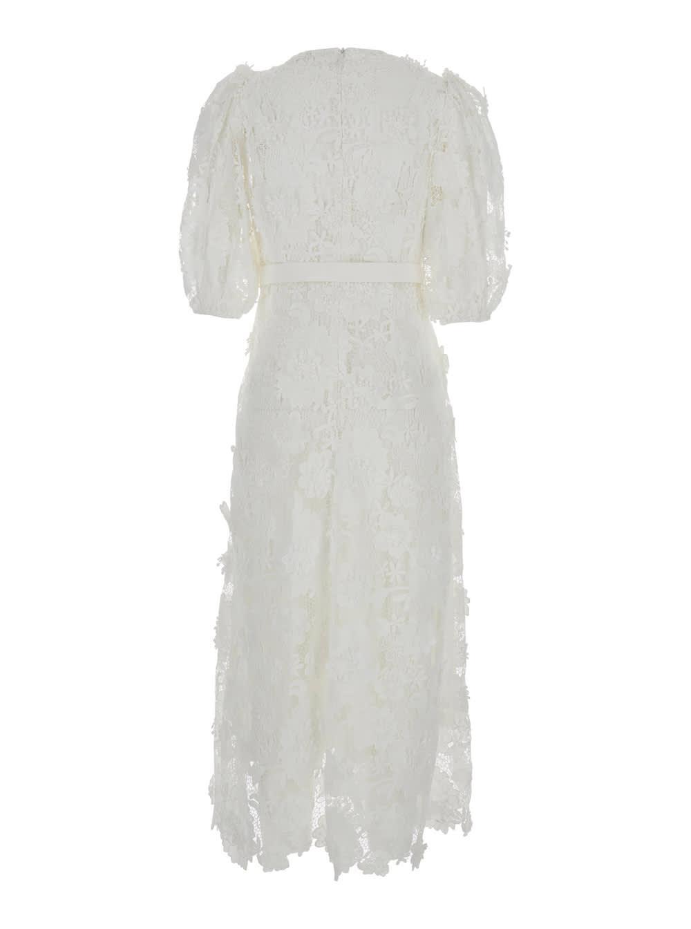 ZIMMERMANN White Long Dress With Off-shoulders In Lace Woman Product Image