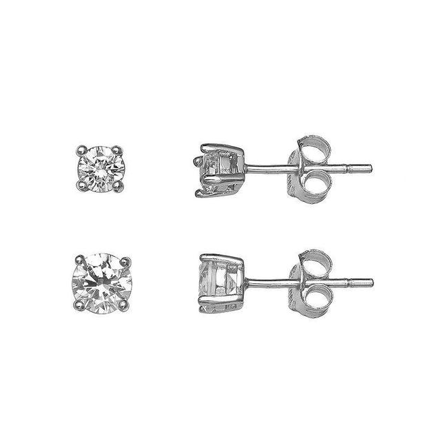 PRIMROSE Sterling Silver Graduated Cubic Zirconia Stud Earring Set, Womens Product Image