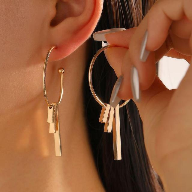 Bar Alloy Open Hoop Earring Product Image