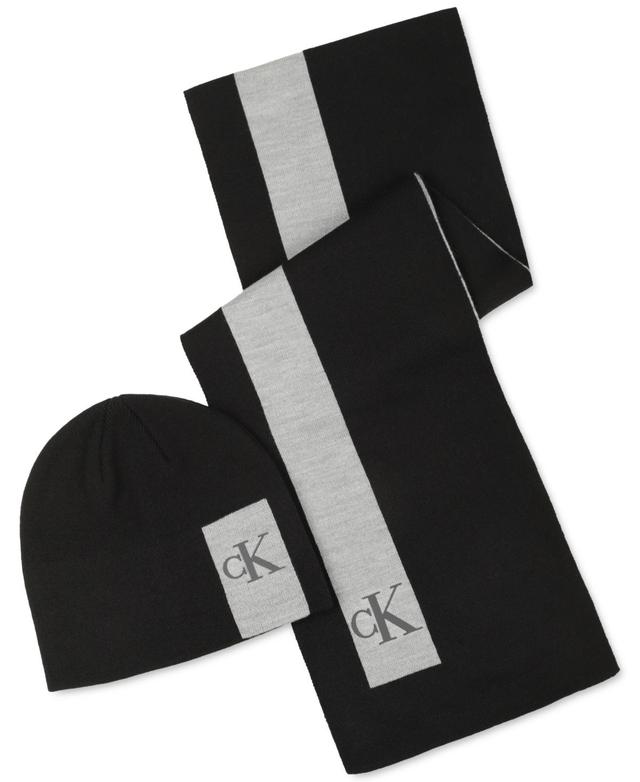 Calvin Klein Mens Silicone Ck Monogram Logo Scarf & Beanie Hat Set Product Image