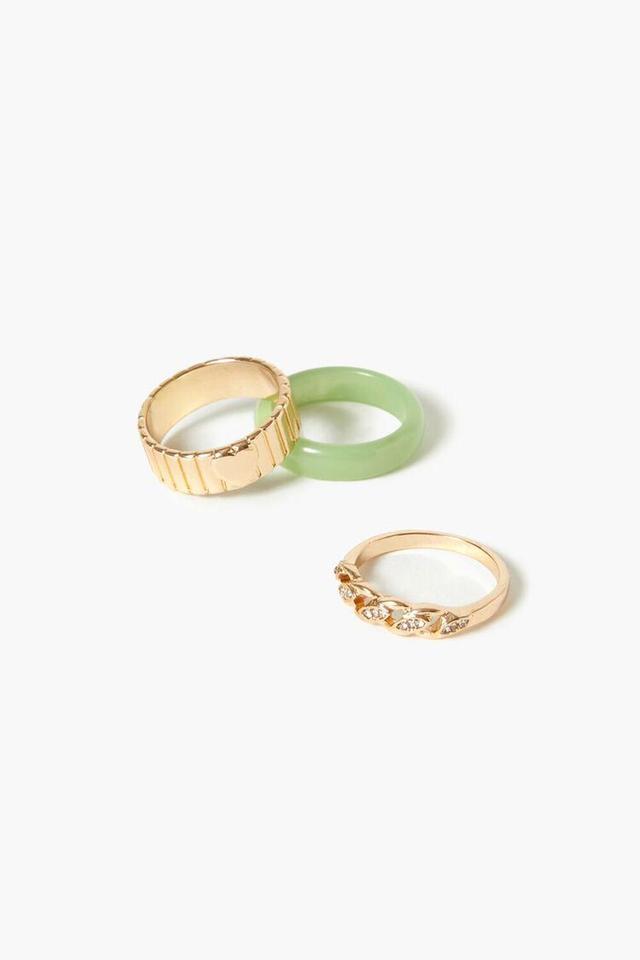 Faux Marble & Rhinestone Chain Ring Set | Forever 21 Product Image