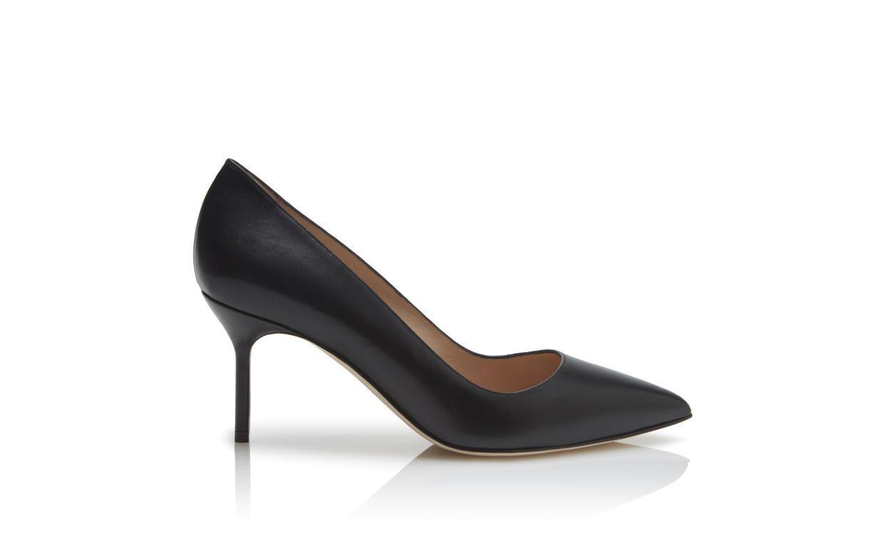 BB CALF 70 Black Calf Leather pointed toe Pumps Product Image