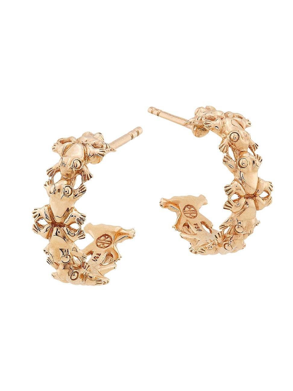 Womens Leap 18K Yellow Gold Frog Huggie Hoops Product Image