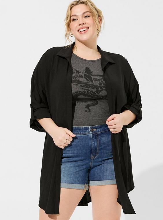 Seersucker Oversized Shirt Kimono Product Image