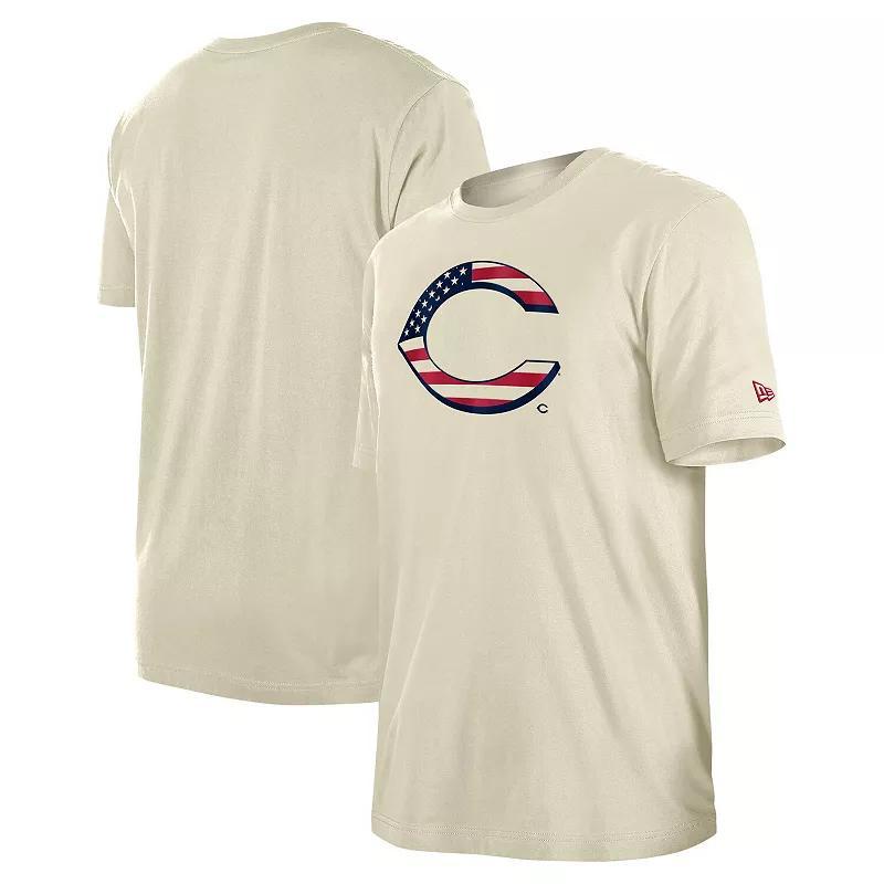 Mens New Era Cream Cincinnati Reds 4th of July Flag Fill T-Shirt Product Image