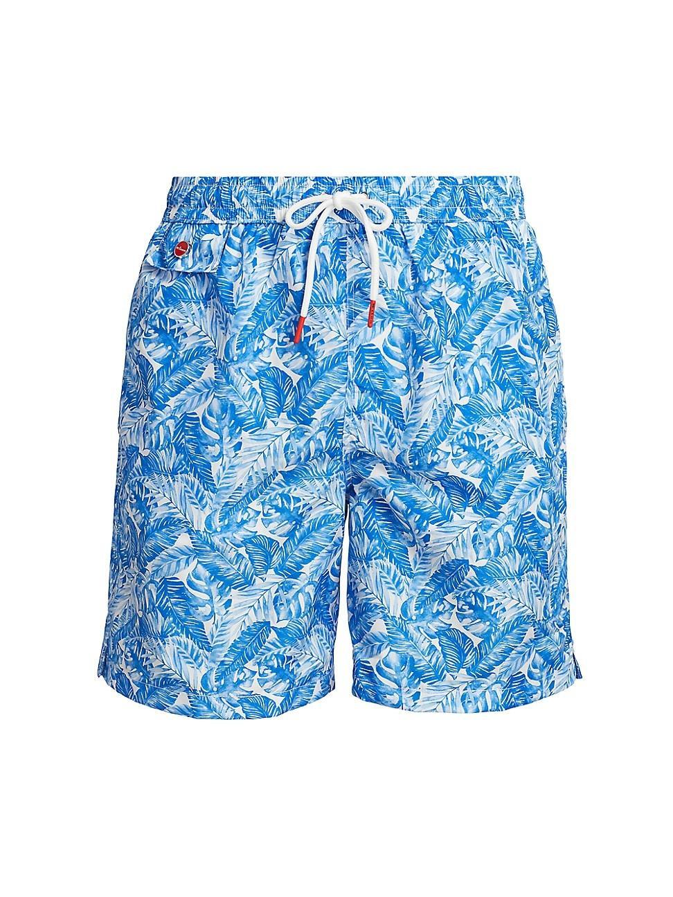 Mens Palm Tree Print Swim Trunks Product Image