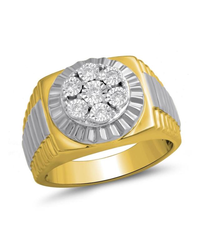 Mens Diamond Two-Tone Cluster Ring (1/5 ct. t.w.) in Sterling Silver & 18k Gold-Plate Product Image