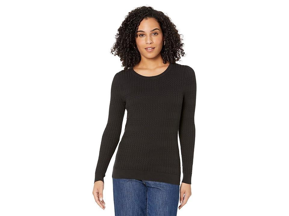 Tommy Hilfiger Adaptive Cable Crew Neck Sweater (Dark Sable) Women's Sweater Product Image