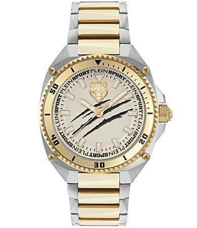 Plein Sport Mens Thunder Force Three Hand Quartz Two Tone Stainless Steel 47MM - Two Tone Product Image