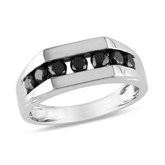 Men's 1 CT. T.w. Black Diamond Seven Stone Band in Sterling Silver Product Image