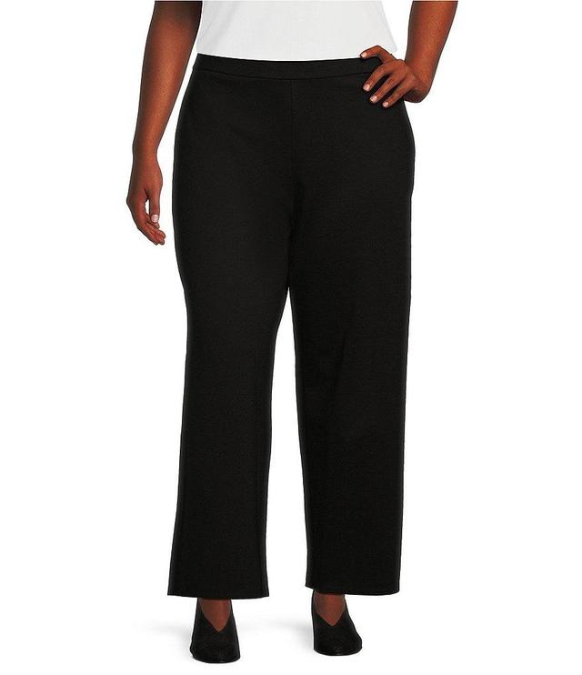 Eileen Fisher Plus Size Tencel™ Lyocell Double Knit Wide Leg Pull-On Ankle Pants Product Image