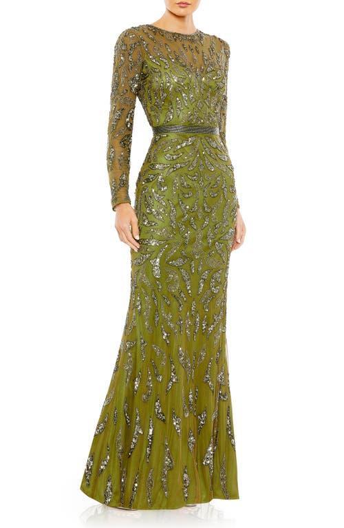 Mac Duggal Beaded Long Sleeve Gown Product Image