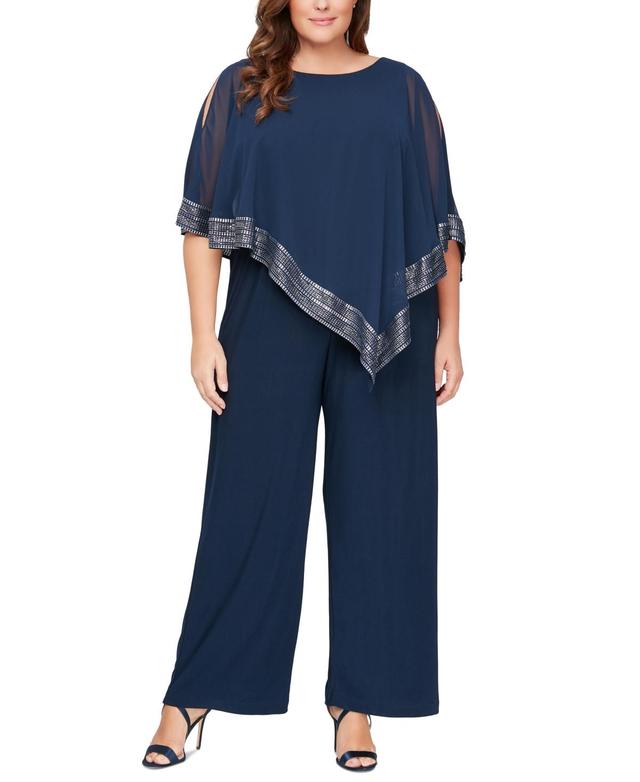 SL FASHIONS Foil Trim Asymmetric Popover Jumpsuit Product Image