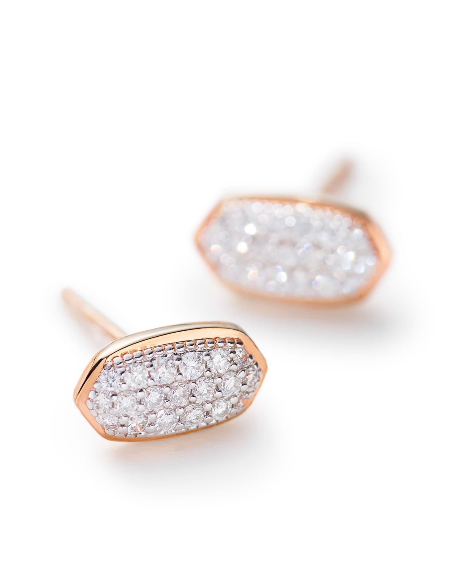 Amelee Earrings in Pave Diamond and 14k Rose Gold Product Image