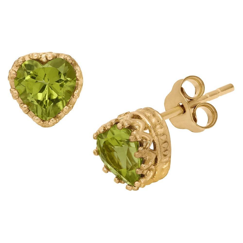 Designs by Gioelli 14k Gold Over Silver Peridot Heart Crown Stud Earrings, Womens, Green Product Image