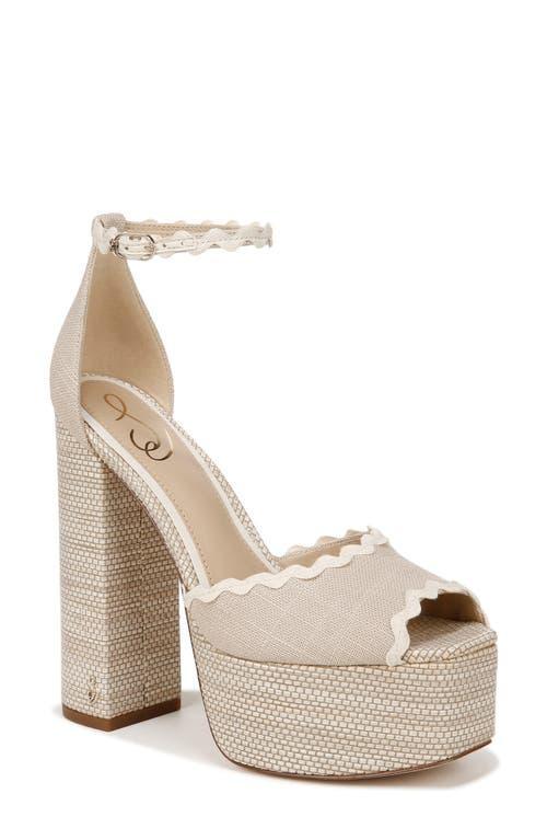 Sam Edelman Kori Linen Ankle Strap Rick-Rack Trim Platform Sandals Product Image