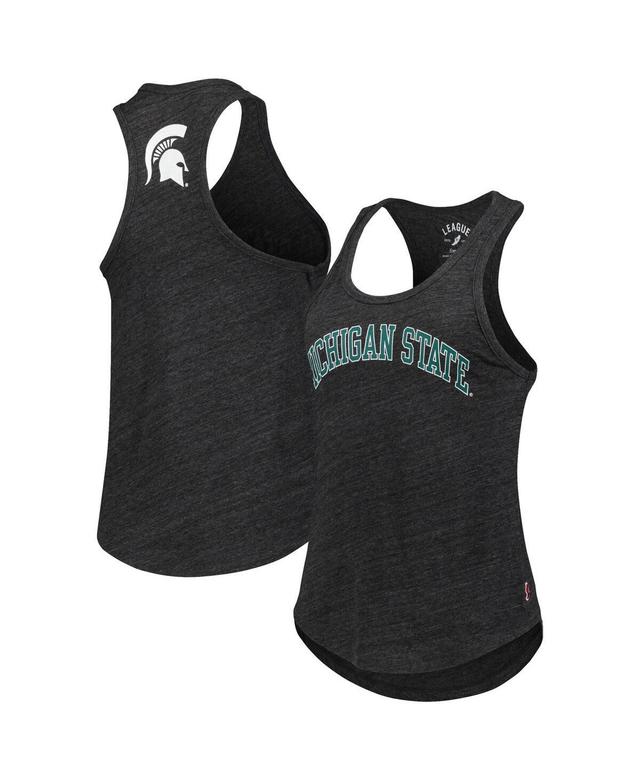 Womens League Collegiate Wear Black Michigan State Spartans Two-Hit Intramural Tri-Blend Scoop Neck Racerback Tank Top Product Image