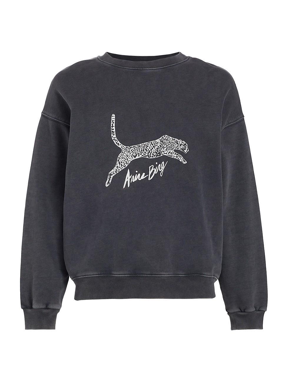 Anine Bing Spencer Cotton Crewneck Sweatshirt Product Image