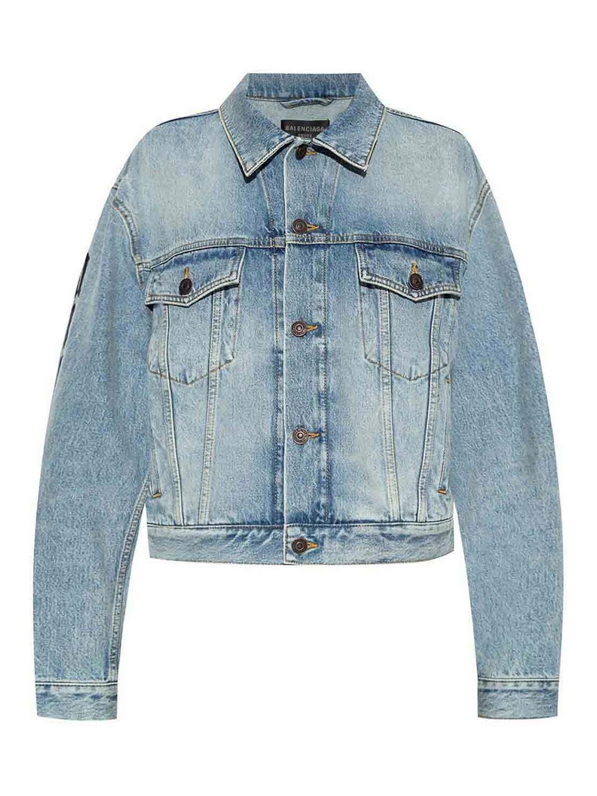 BALENCIAGA Washed Denim Jacket In Blue Product Image