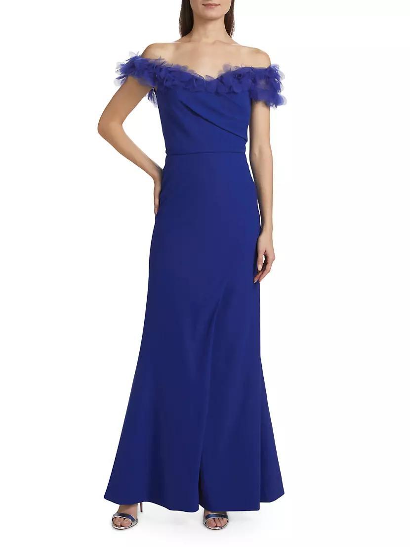 Tulle Flower & Crepe Column Gown Product Image