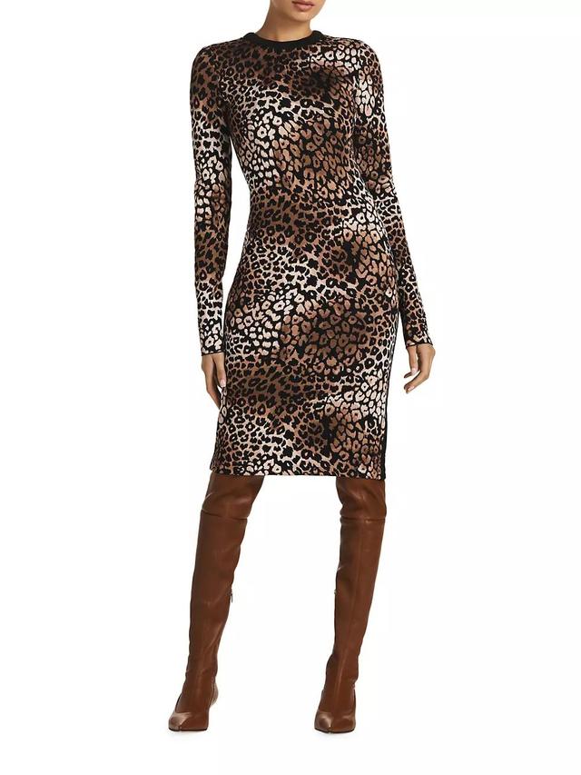 Leopard Knit Body-Con Midi-Dress Product Image