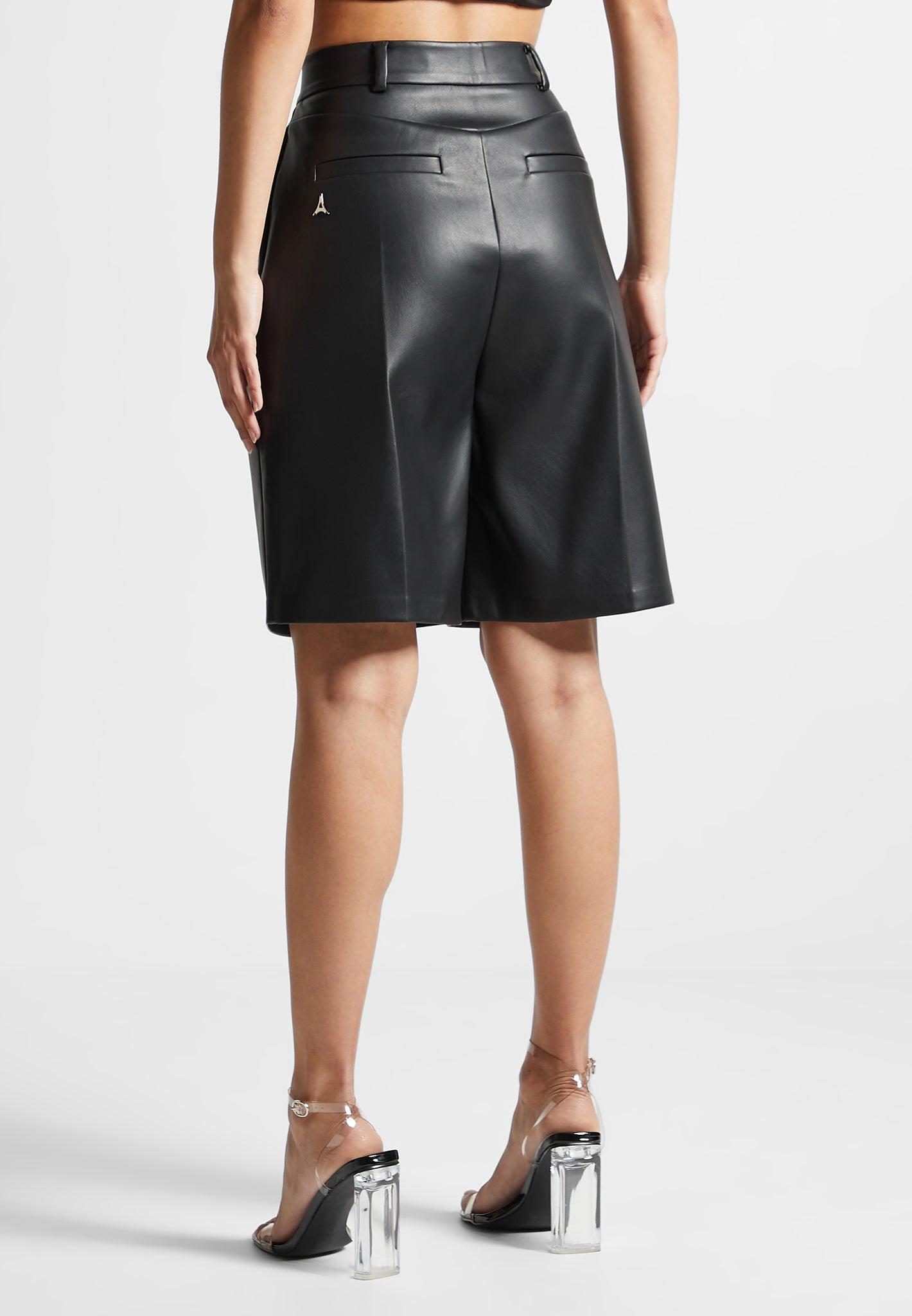 Vegan Leather Tailored City Shorts - Black Female Product Image