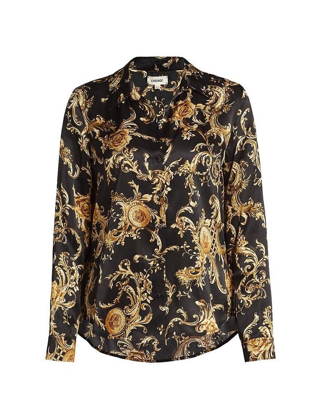 Womens Tyler Baroque Silk Blouse Product Image