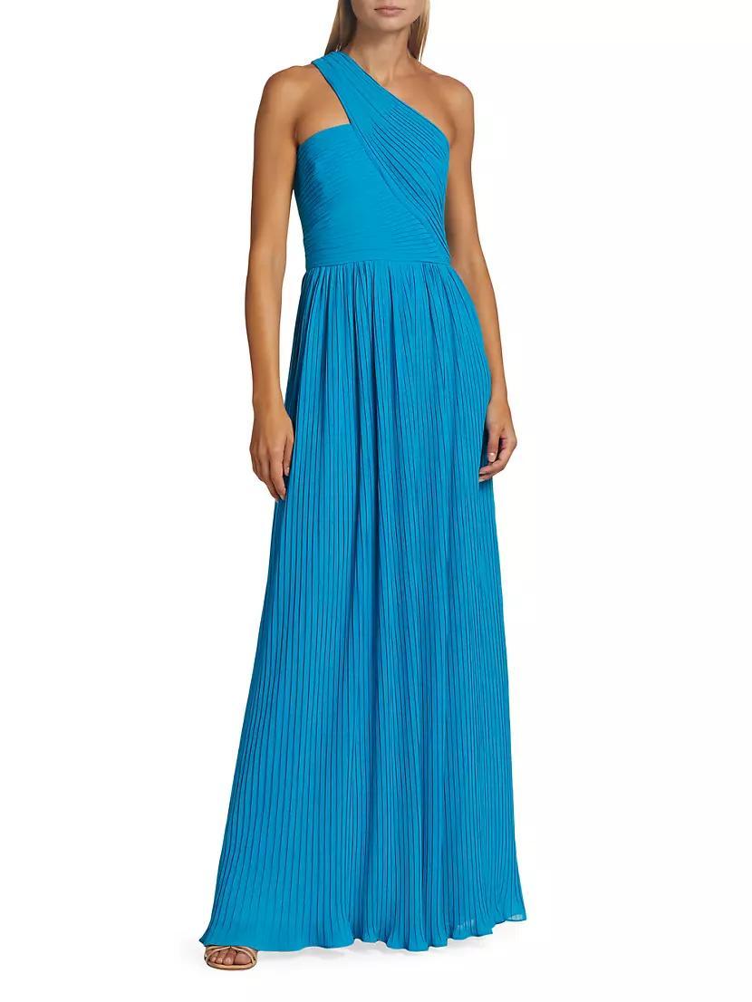 Skye One-Shoulder Pleated Gown Product Image