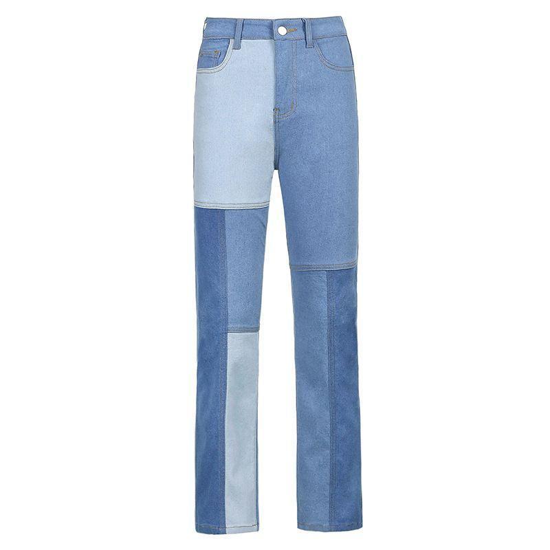 Color Block Straight Leg Jeans Product Image