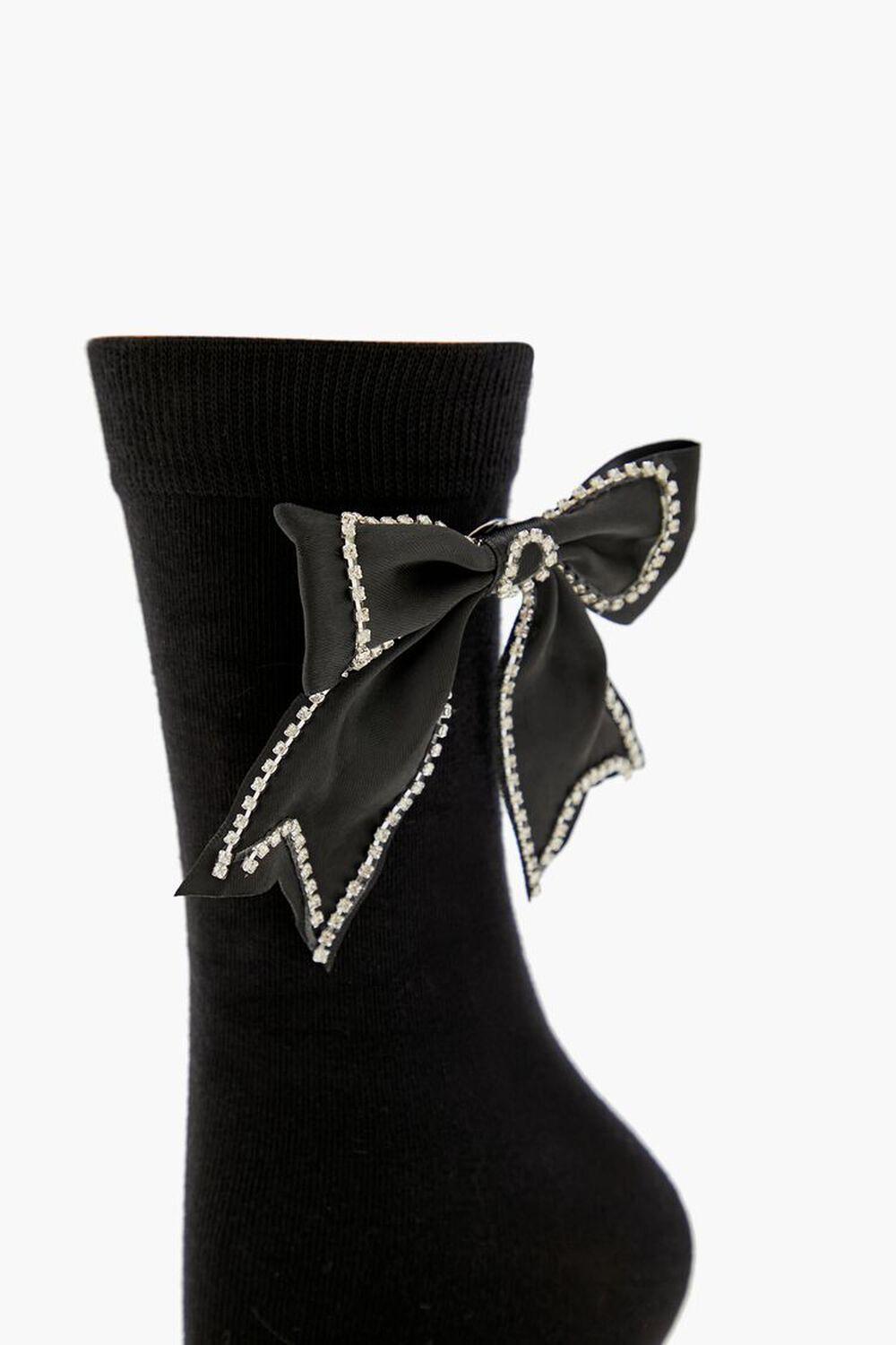 Rhinestone Bow Crew Socks | Forever 21 Product Image