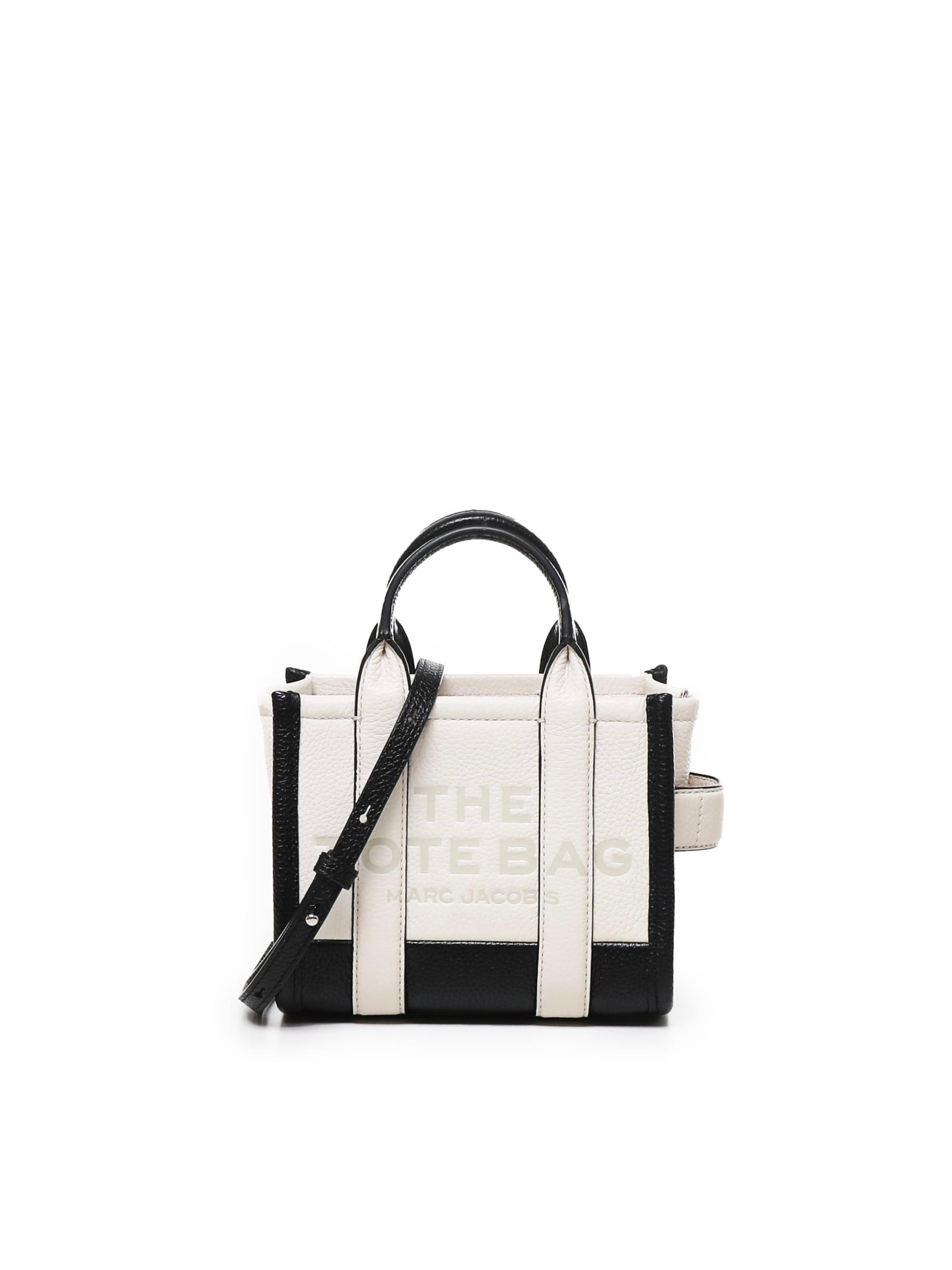 MARC JACOBS The Mini Cb Tote Bag In White, Black Product Image