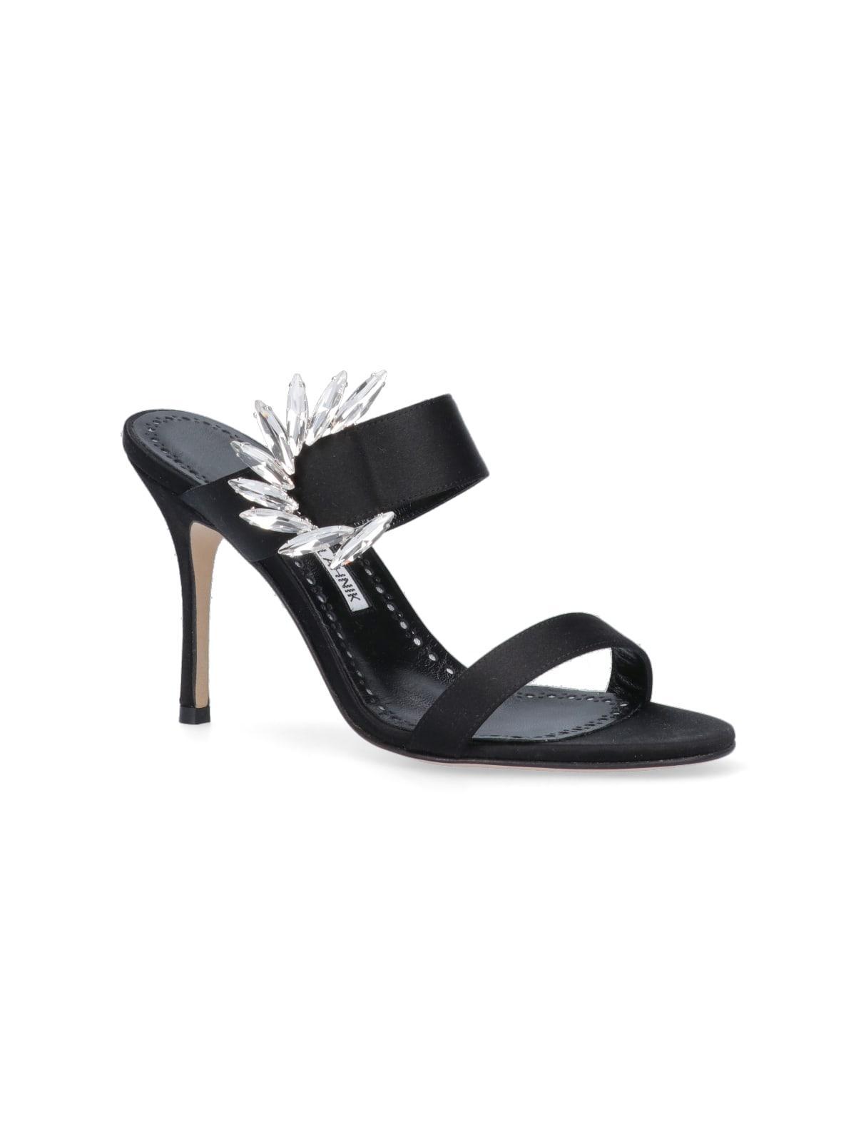 MANOLO BLAHNIK Chivela 90 Crystal-embellished Sandals In Black Product Image