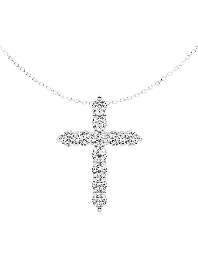 Womens 14K White Gold & 2 TCW Diamond Cross Pendant Product Image