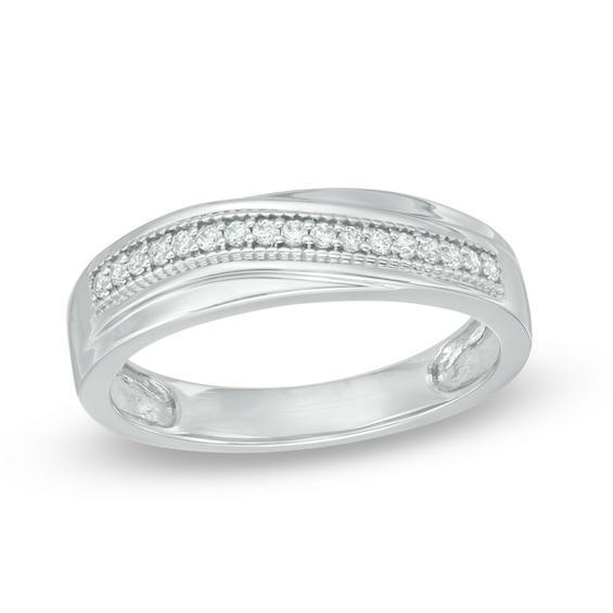 Men's 1/6 CT. T.w. Diamond Wedding Band in 10K White Gold Product Image