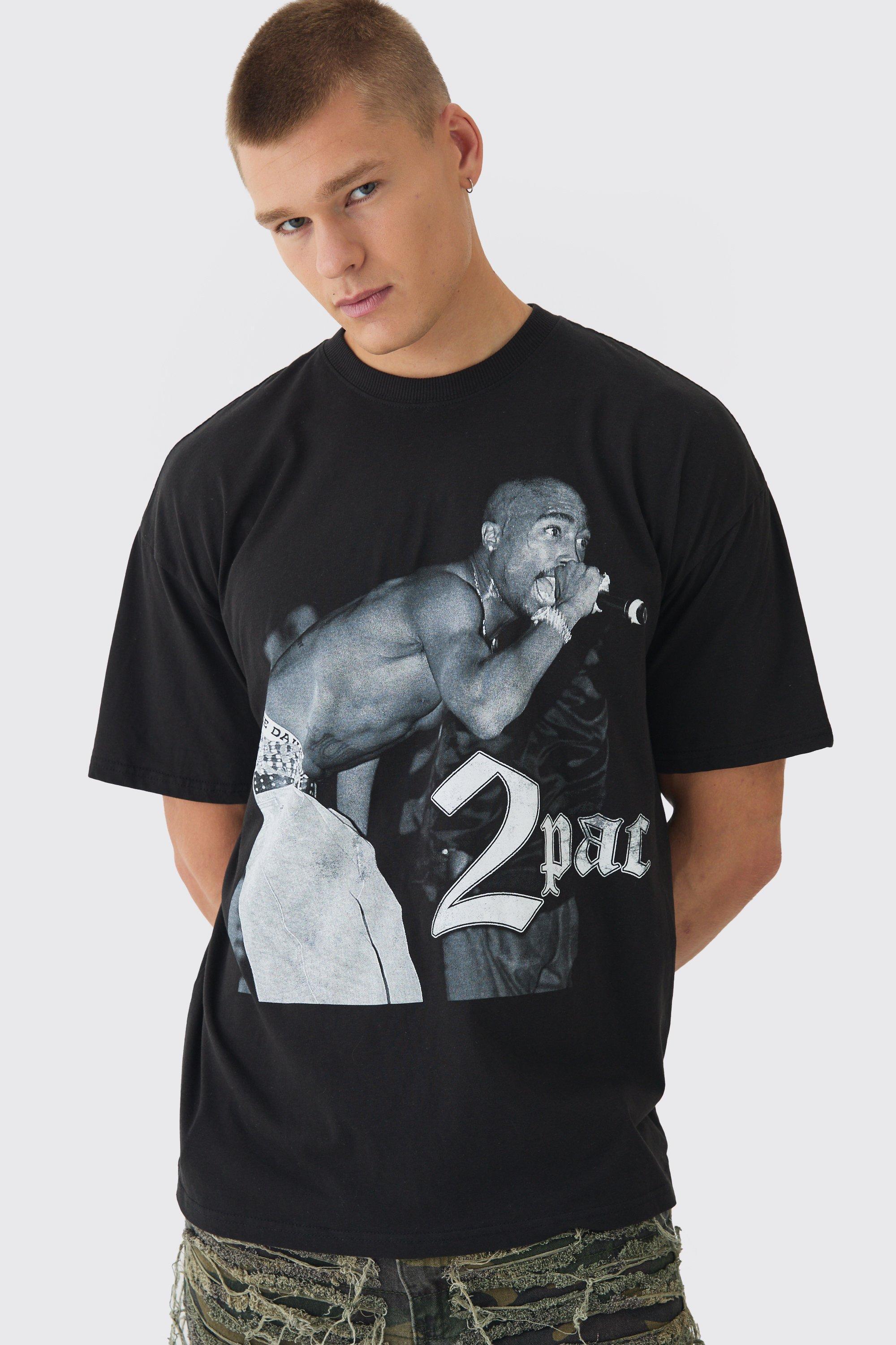 Oversized Tupac License Print T-Shirt | boohooMAN USA Product Image