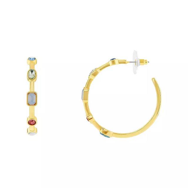 Emberly Polished Multi Color And Shape Stones C Hoop Earrings, Womens, Multicolor Product Image