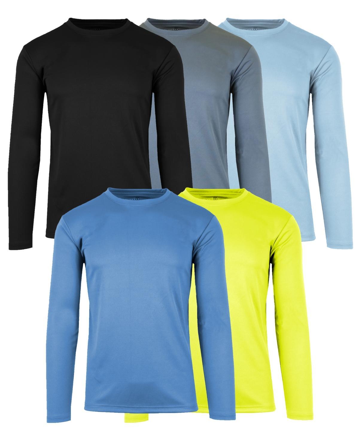 Galaxy By Harvic Mens Long Sleeve Moisture-Wicking Performance Crew Neck Tee -5 Pack Product Image