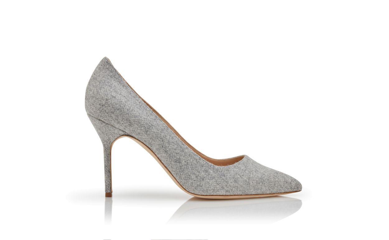 BB 90 Grey Wool Pointed Toe Pumps Product Image