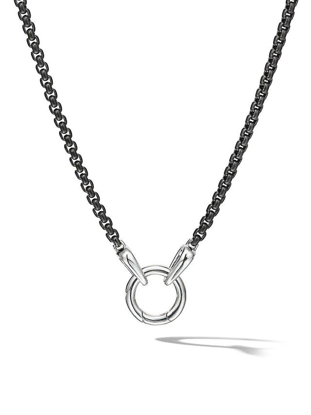 Mens Smooth Amulet Box Chain Necklace with Darkened Stainless Steel Product Image