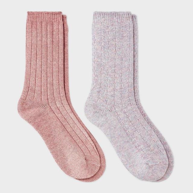 Womens Brushed Terry Lined 2pk Cozy Crew Socks - Auden 4-10 Product Image