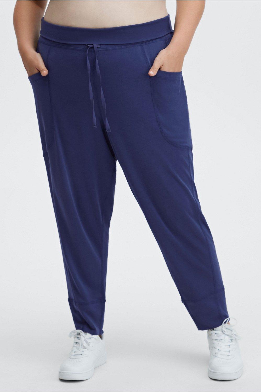 Fabletics Sleek Knit Drawstring Pant Womens blue plus Size 2X Product Image