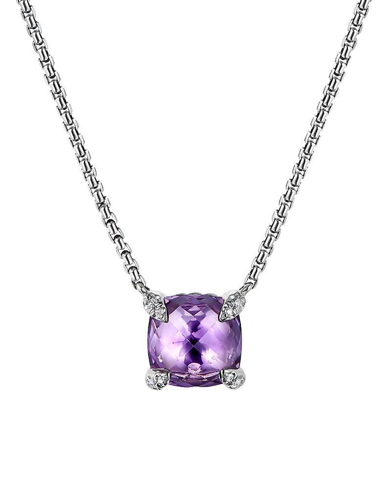 Womens Petite Chatelaine Pendant Necklace with Pave Diamonds Product Image