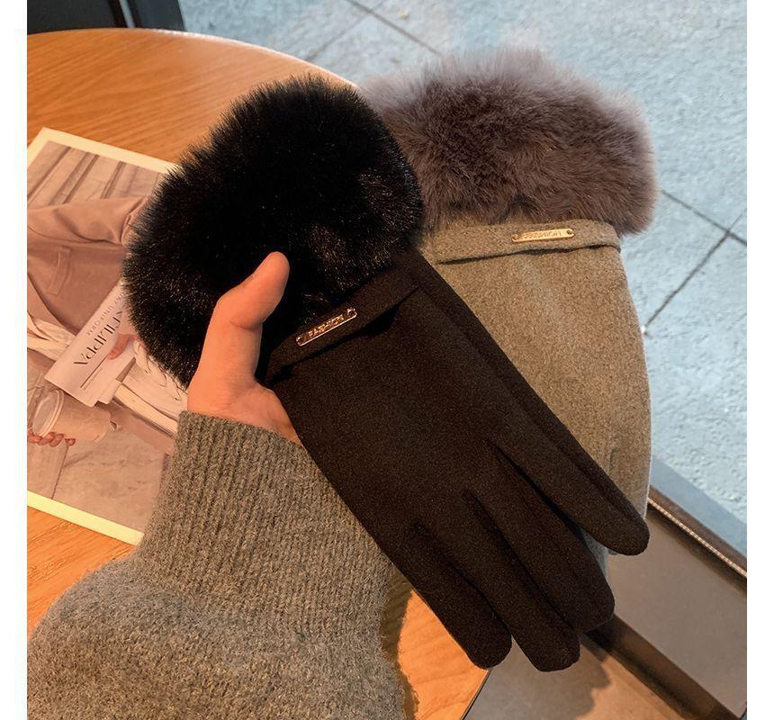 Faux Fur Touchscreen Gloves Product Image