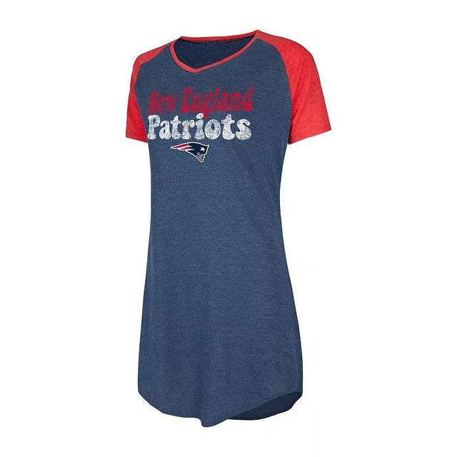 Womens Concepts Sport /Red New England Patriots Raglan V-Neck Nightshirt Blue Product Image