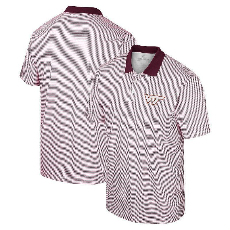 Mens Colosseum White Virginia Tech Hokies Print Stripe Polo Shirt Product Image